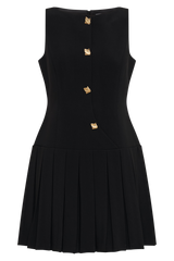 Mackenzie Sleeveless Pleated Mini Dress - Black