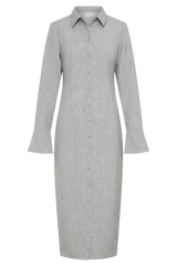 Dorian Fitted Shirt Midi Dress - Charcoal Marle