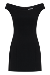 Cassidy Crepe Off Shoulder Mini Dress - Black