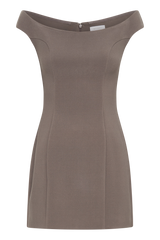 Cassidy Crepe Off Shoulder Mini Dress - Smoke