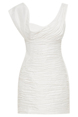 Farrah Structured Draped Mini Dress - White
