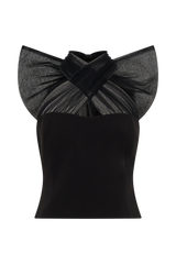 Maryam Tulle Bow Top - Black