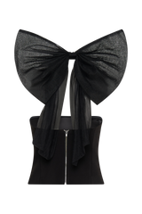 Maryam Tulle Bow Top - Black