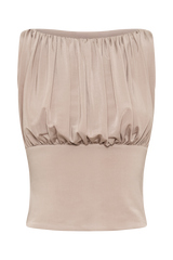Tiarna Slinky Ruched Top - Taupe