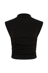 Ellia High Neck Sleeveless Top - Black