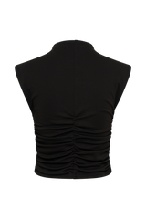 Ellia High Neck Sleeveless Top - Black