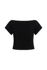 Ellis Cap Sleeve Longline Suiting Top - Black