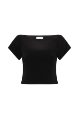 Ellis Cap Sleeve Longline Suiting Top - Black