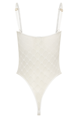 Amelia Monogram Bodysuit - White
