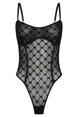Amelia Monogram Bodysuit - Black