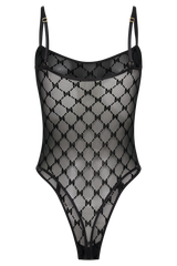 Amelia Monogram Bodysuit - Black