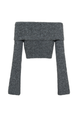 Baxter Off Shoulder Fluffy Knit Top - Charcoal
