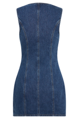 Jane Button Down Denim Mini Dress - Dark Blue