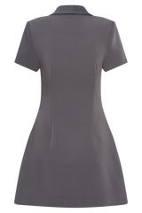 Paolina Collared Suiting Mini Dress - Charcoal