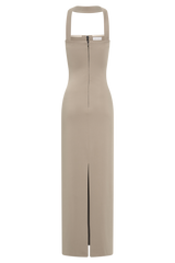 Velma Halter Collar Maxi Dress - Mushroom