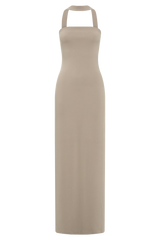 Velma Halter Collar Maxi Dress - Mushroom