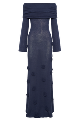 Kiki Off Shoulder Knit Rose Maxi Dress - Navy