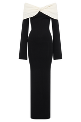 Yoko Contrast Knit Maxi Dress - Black/White