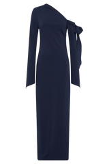 Nicola One Shoulder Crepe Maxi Dress - Dark Navy