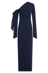 Nicola One Shoulder Crepe Maxi Dress - Dark Navy