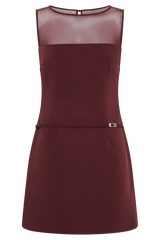 Posie Suiting Belted Mini Dress - Mahogany