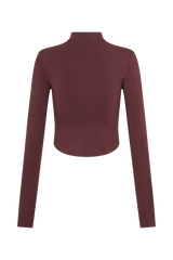 Ember Modal Long Sleeve High Neck Top - Mahogany