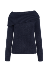 Alicia Off Shoulder Knit Top - Dark Navy