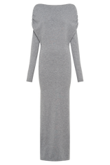 Jessie Cowl Neck Knit Midi Dress - Charcoal Marle