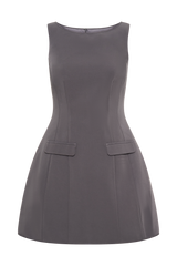 Evanna Sleeveless Suiting Mini Dress - Charcoal Grey