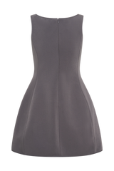 Evanna Sleeveless Suiting Mini Dress - Charcoal Grey