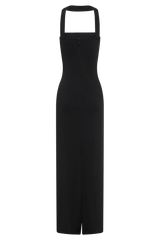 Velma Halter Collar Maxi Dress - Black