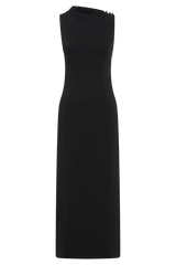 Taylor Draped Stretch Crepe Midi Dress - Black