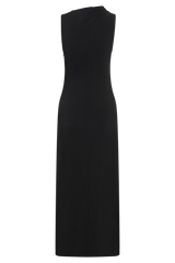 Taylor Draped Stretch Crepe Midi Dress - Black