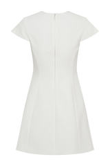 Remi Suiting Mini Dress With Floral Hardware - White