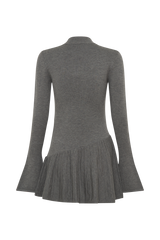Blair Knit Mini Dress With Pleats - Charcoal
