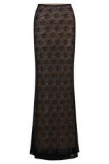 Robyn Sheer Lace Maxi Skirt - Black