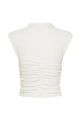 Ellia High Neck Sleeveless Top - White
