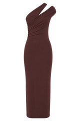 Anastasia One Shoulder Modal Midi Dress - Mahogany