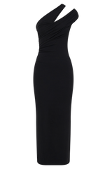 Anastasia One Shoulder Modal Midi Dress - Black