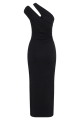 Anastasia One Shoulder Modal Midi Dress - Black