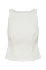 Brigette Boat Neck Longline Top - Ivory