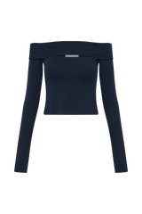 Briah Cut Out Modal Long Sleeve Top - Dark Navy