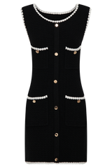 Mia Contrast Knit Mini Dress - Black/White