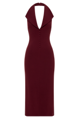 Annita Crepe Halter Midi Dress - Merlot
