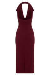 Annita Crepe Halter Midi Dress - Merlot