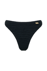 Valencia Rose Contrast Crochet Bikini Bottom - Black