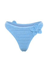 Skye Floral Crochet Tie Up Bikini Bottom - Cornflower Blue