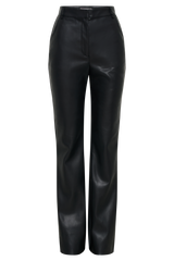 Tyra Straight Leg Faux Leather Pants - Black
