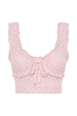 Morgan Mesh And Lace Sleeveless Top - Powder Pink