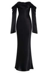 Giselle Off Shoulder Cowl Neck Maxi Dress - Black